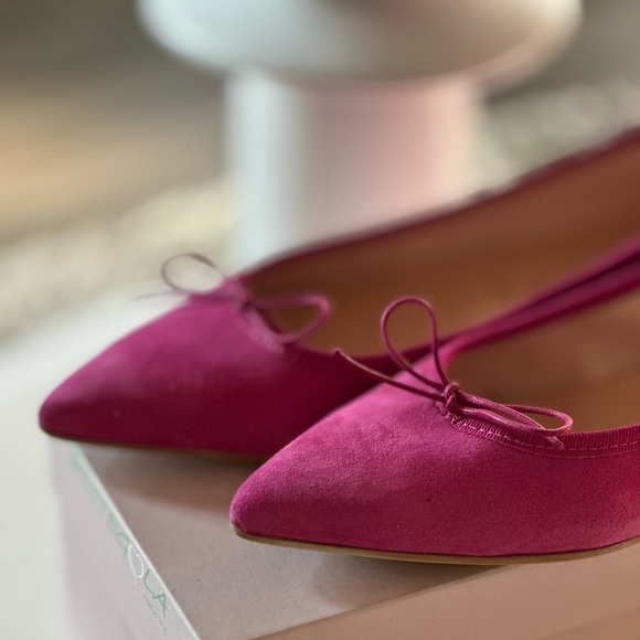 Pink Suede Italian Leather Flat - Picture 2 of 8